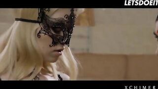 Luxury blonde Misha Cross fucked by two cocks in an erotic scene