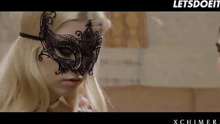 Luxury blonde Misha Cross fucked by two cocks in an erotic scene