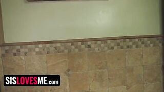 Pervert guy caught step sister Natalie Porkman rubbing her pussy