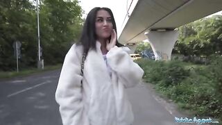 Petite teen nearly gets knocked down by a runaway taxi