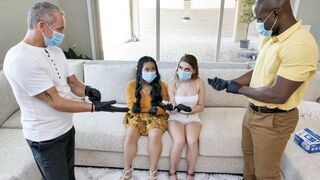 Step daughters Sera Ryder and Alona Bloom get their pussies fresh and clean