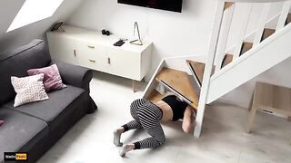 The stepsister got stuck again and her bro took advantage