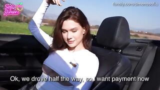 Public sex in the car with a pretty and brave girl