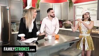 Stepdaughter Josie Tucker gets her big juicy tits covered with stepdaddy’s jizz