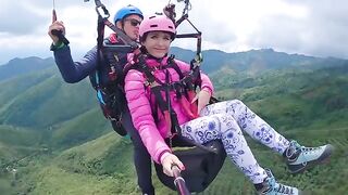 Squirt orgasm while paragliding at 2200 m above the sea, an extreme thrill