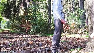 Couple making love in the park, getting noticed and caught