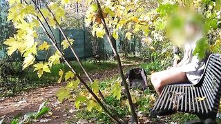 Couple making love in the park, getting noticed and caught