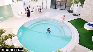 Blonde teen Kelly enjoys passionate interracial sex with Aaron