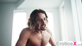 Hot brunette has a lazy afternoon with a sensual fucker
