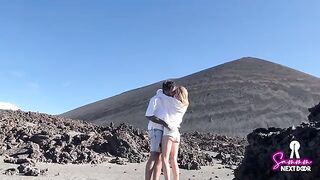 We climbed a volcano and he exploded in my mouth like a real couple
