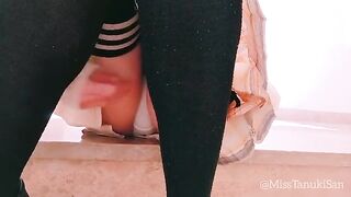 Hot Japanese schoolgirl masturbates without panties at school