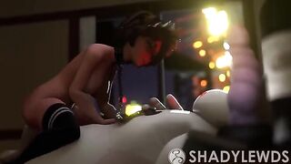 Aunt Cass enjoys riding Baymax’s cock in this animated scene