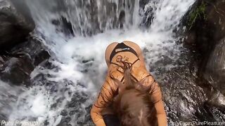 Amateur girl has sex in the waterfall for 25K milestone