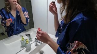 A French student gets fucked early in the morning in the bathroom