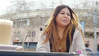 Amateur Yiyi Candy shows her boobs on the street before getting fucked hard