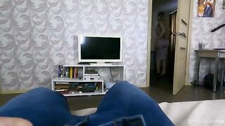 The stepson made a creampie in the ass of his steaming stepmom