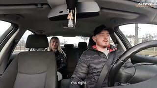 A hot girl is getting fucked by a lucky taxi driver in his car