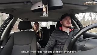 A hot girl is getting fucked by a lucky taxi driver in his car