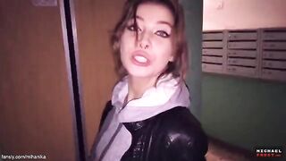 A couple have sex on the city streets and cum in panties