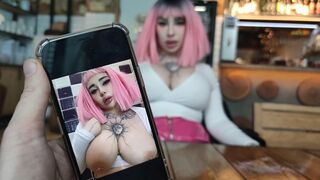 A girl was eating a cock in restaurant toilet, as she was waiting for her order