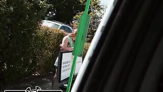 Redhead Harper Red gets picked up and fucked on the street