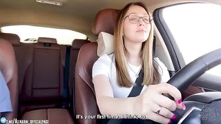 A stepmom is getting fucked in the car after driving lessons