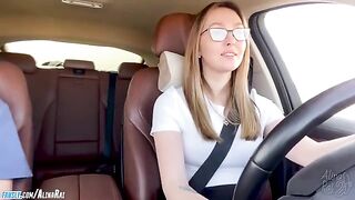 A stepmom is getting fucked in the car after driving lessons