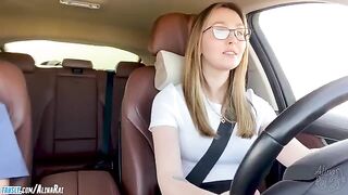 A stepmom is getting fucked in the car after driving lessons