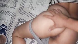 A beautiful woman fucks with a guy in his pajamas