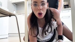 A cheeky maid got playful while cleaning, leading to some intense action