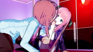 The best threesome sex with Miku and Nino in hentai animation