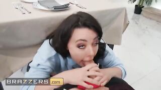 Whitney Wright sneaks under the table for a tasty treat