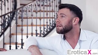 A girl came to her boyfriend to seduce him with his friend