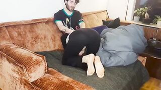 The couple has an intense and passionate sex session under the blanket