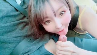 A juicy girl gets her pussy wet in the car with a guy
