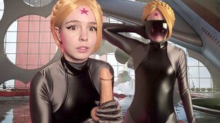 A cute blonde girl in cosplay is getting fucked in a hardcore style