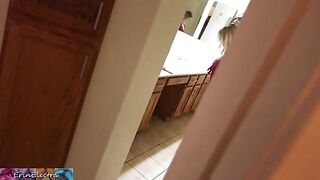 A stepson gets caught jerking off while his stepmom is getting ready for bed