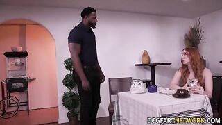 The sexy girl Madison Morgan has sex with a young man with big cock