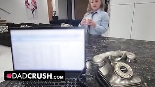Eva Nyx gets her juicy teen pussy creampied by step daddy in a taboo roleplay scene