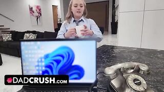 Eva Nyx gets her juicy teen pussy creampied by step daddy in a taboo roleplay scene