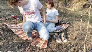 A pretty girl went camping and had sex with someone