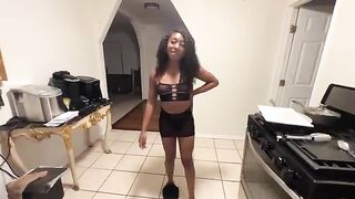 Pervert stepdad fucked slim thick ass ebony girl in ass