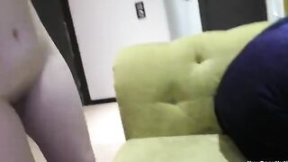 Girl with a bubble ass is learning in her room. Hot!