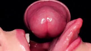 A woman with a big mouth is asking for cum to fill it