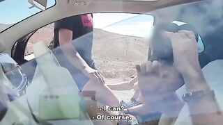An exhibitionist guy gets his dick jerked by a stranger in the street