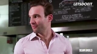 Four kinky babes getting fucked by a rich guy’s huge cock