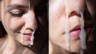 Babe fucked in doggy and got a huge cumshot on her face