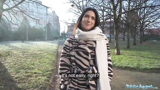Public Agent Lena Coxx, gorgeous brunette biology student, gets fucked hard