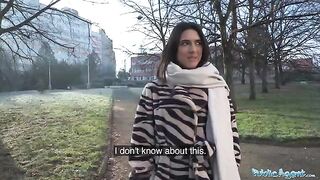Public Agent Lena Coxx, gorgeous brunette biology student, gets fucked hard