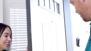 The petite girl is having trouble with studying, so she asks for help